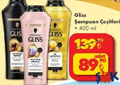 GLİSS ŞAMPUAN ÇEŞİTLERİ 400 ML